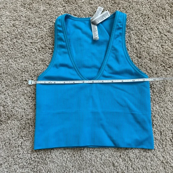 Athleta Aurora Seamless Crop Ribbed Tank‎ Santorini Blue Size XS - Picture 4 of 7